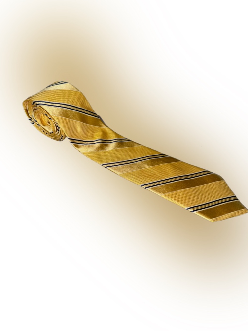 Brooks Brothers 459 Silk Tie Gold Yellow Navy Repp Stripe Classic Preppy